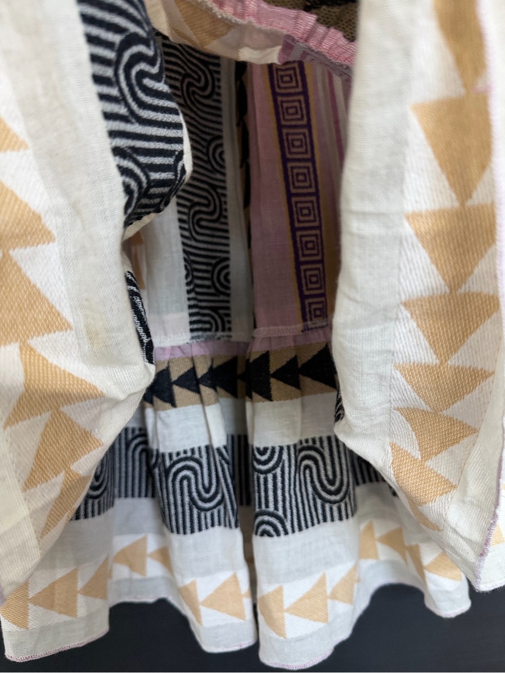 Elan Charli Dress in Tan/Purple Tribal Print, Size Medium - Picture 7 of 12